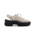 Beige woven leather platform sandal with black rubber sole from all gender uneek plt sneaker birch