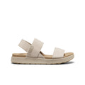 Beige canvas strap women's elle backstrap sandal with a cushioned platform sole in birch safari
