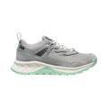 Women's hightrail waterproof hiking shoe in alloy and lichen with gray and mint green mesh upper