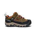 Little kids targhee IV waterproof hiking shoe in dark olive and gold flame with durable rubber sole