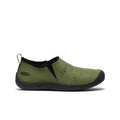 Men's howser II keen slip-on shoe in bronze green with quilted upper black rubber sole and plush