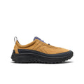 Men’s KS Mino sneaker oak buff tan suede with black rubber sole and purple laces for casual wear