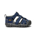 Toddlers seacamp ii cnx sandal in navy blue and gray with adjustable straps and durable rubber sole