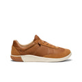 Women’s KNX t-toe sneaker in chipmunk tan suede and leather with a white rubber sole low-top design