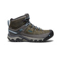 Women's targhee iii waterproof mid hiking boot in olive green and gray with mesh panels and rugged