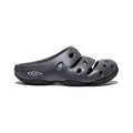 Black women's yogui clog with perforated upper and textured rubber sole slip-on design for comfort