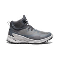 Women's keen zionic waterproof hiking boot in steel grey with mesh and synthetic overlays and white