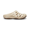 Beige keen slip-on women's yogui clog sandal with perforated upper and brown rubber sole in safari