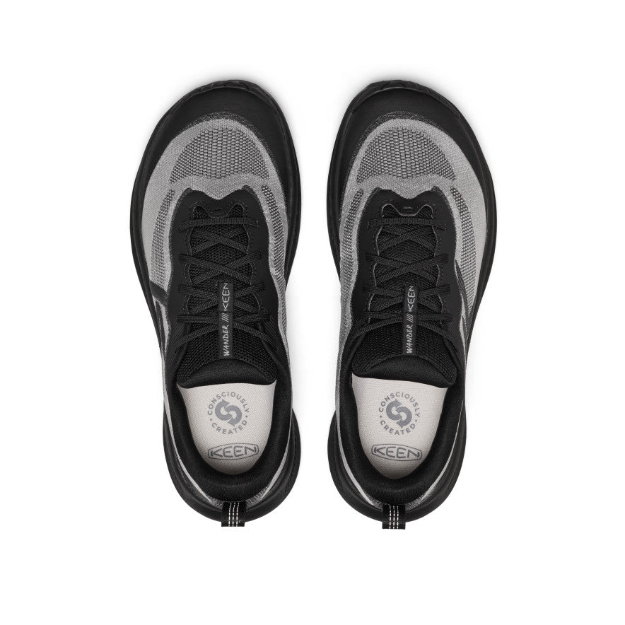 Men's Wander Trail Running Shoe - Black/Magnet Men's keen wander trail running shoe in black and magnet with mesh uppers and rubber soles - Image 1
