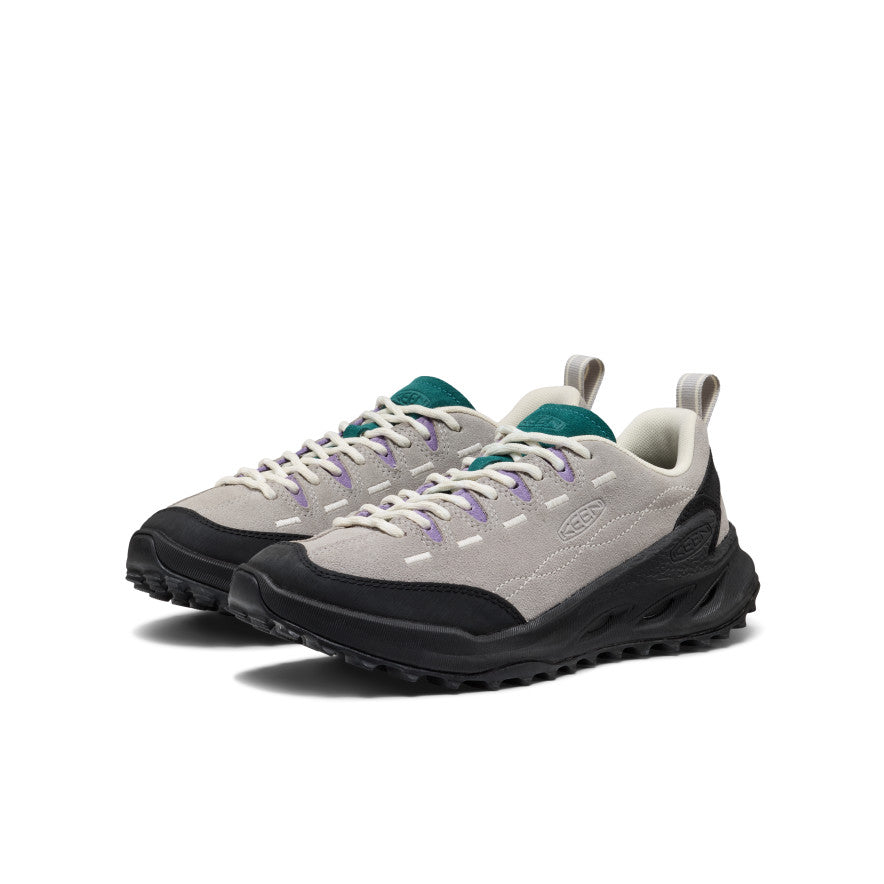 Women’s jasper zionic sneaker alloy mediterranea gray and black suede trimmed hiking sneaker with teal accents and chunky sole