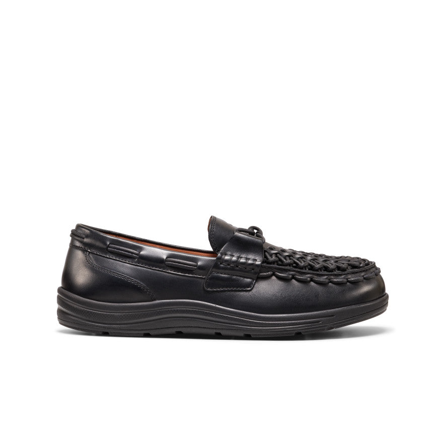 Men's UNEEK Loafer - Nocturnal Black Men’s UNEEK loafer nocturnal black black leather moccasin with braided toe and stitched details - Image 1