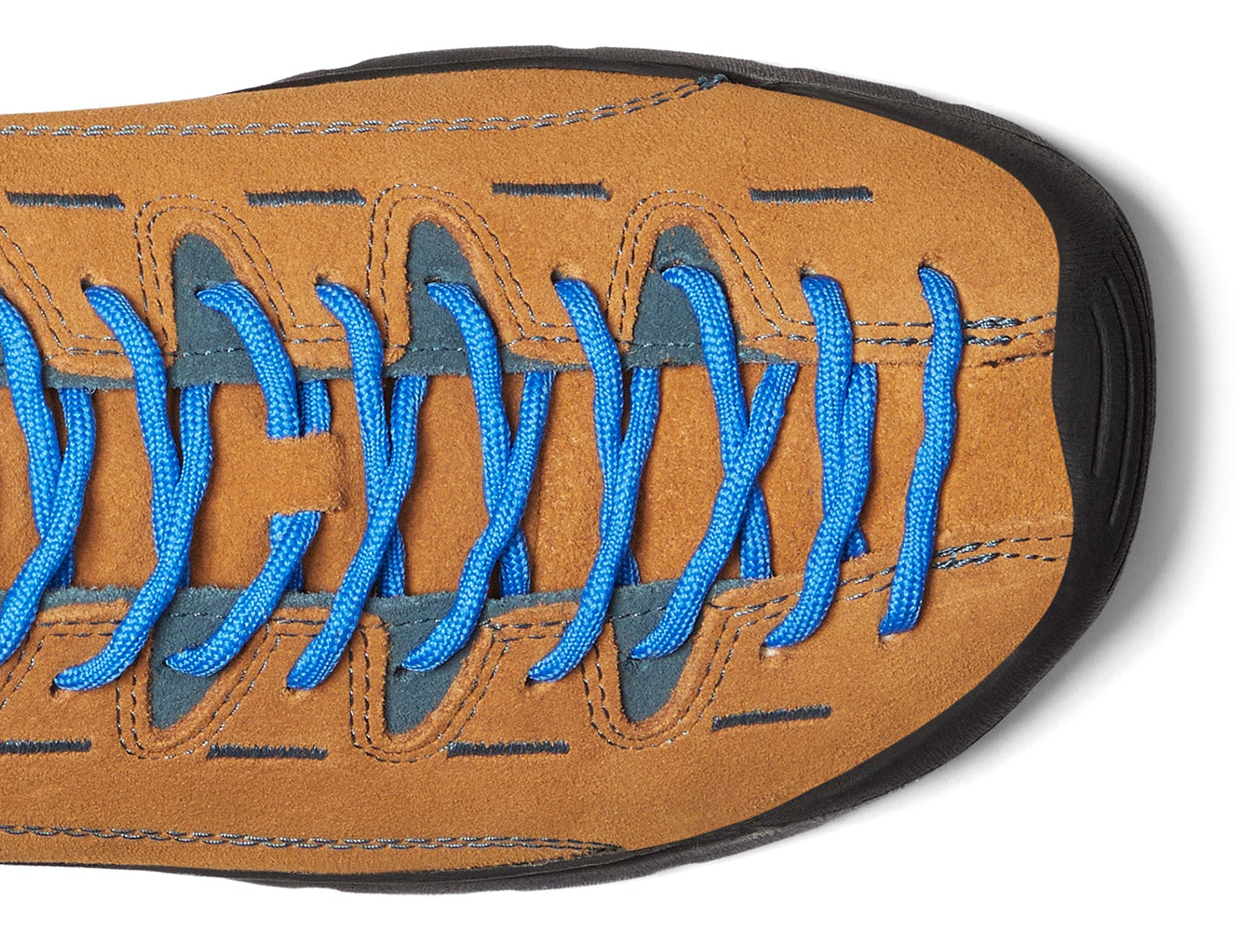 Closeup of Jasper Suede Shoe in Cathay Spice/Orion Blue