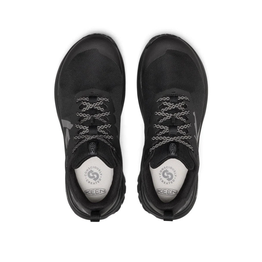 Men's Roam Waterproof Trail Running Shoe - Black/Black Top view of waterproof trail running shoes with breathable design and secure fit - Image 1