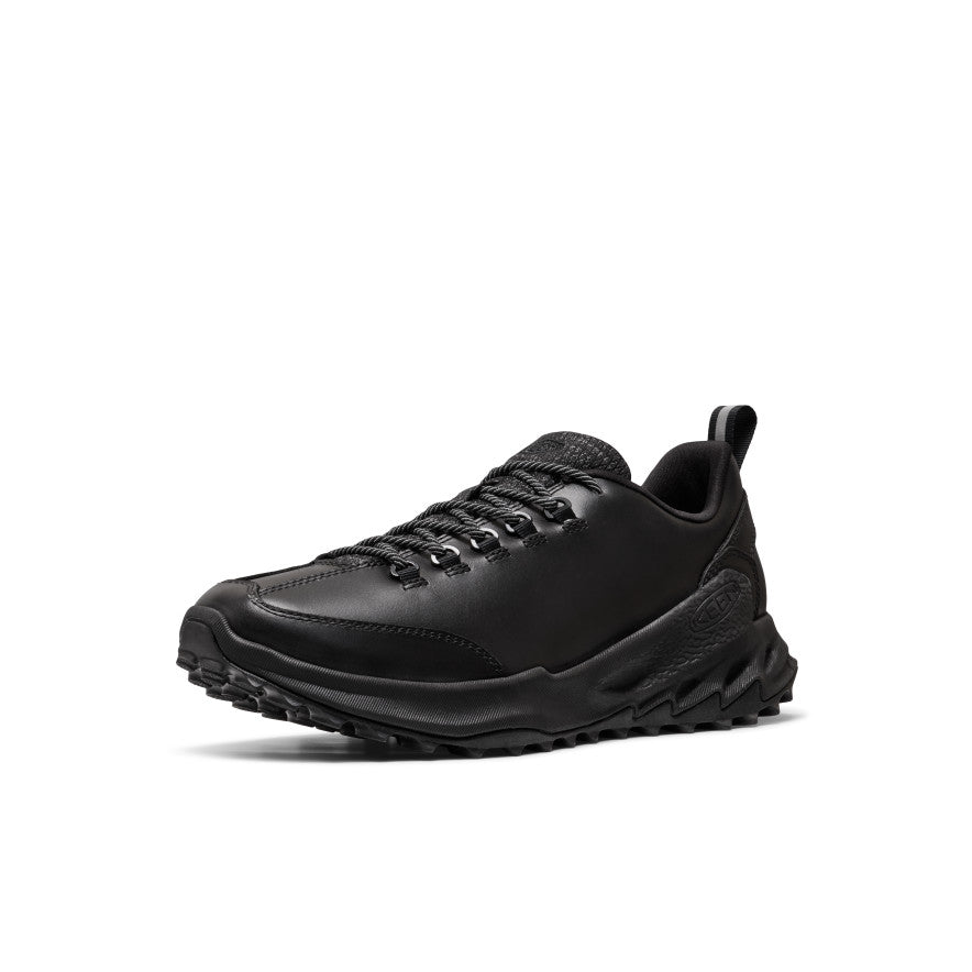 Men’s Jasper Zionic HW sneaker in flux black leather with rugged chunky sole and textured laces