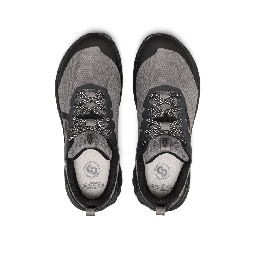 Top view of waterproof trail runners with secure lacing and breathable mesh upper