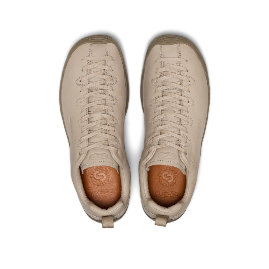 Men's jasper SE1 sneaker in flux plaza taupe beige leather with matching laces and tan rubber sole