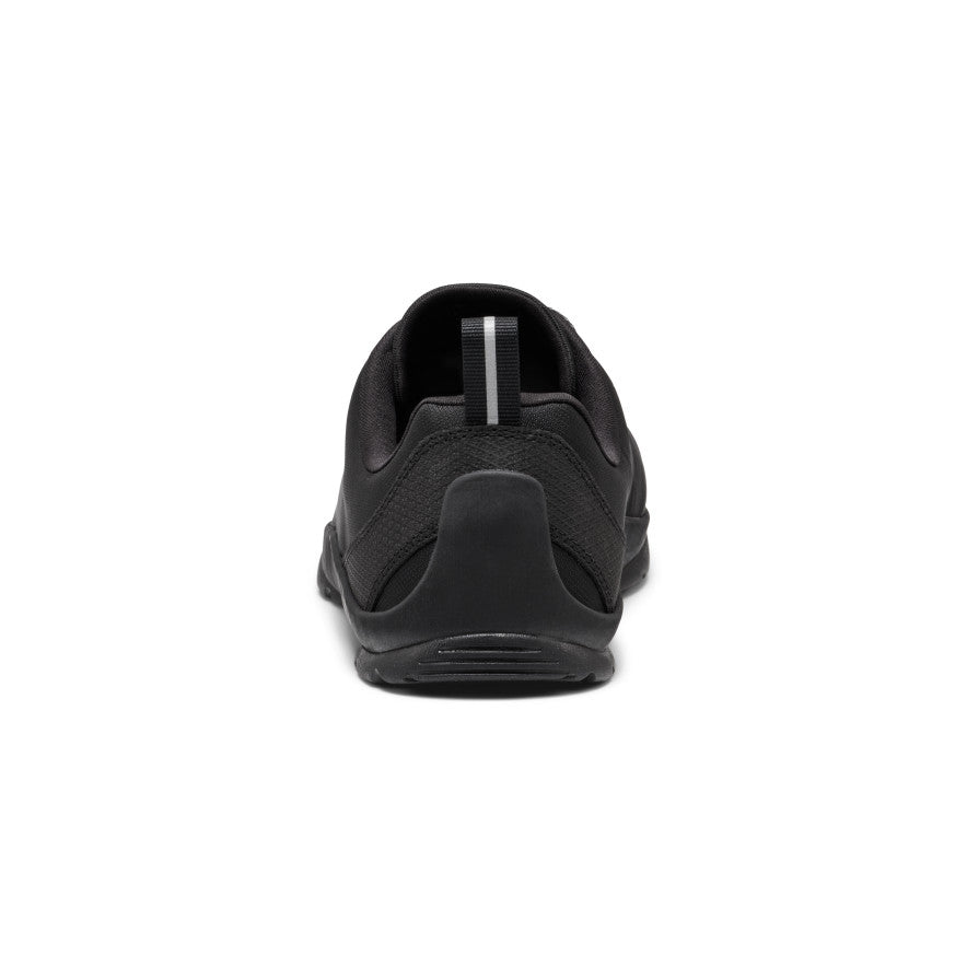 Men's jasper se2 sneaker flux black back view of black athletic shoe with sleek design and white