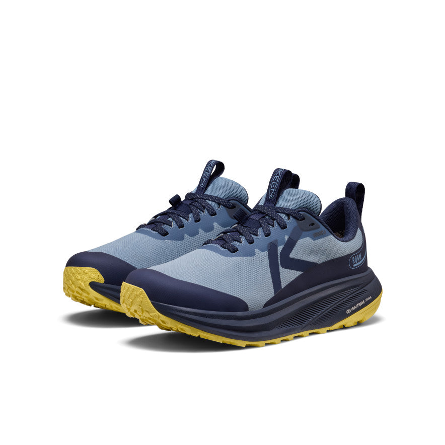 Women's Roam Waterproof Trail Running Shoe - Faded Denim/Lemon Grass Women's roam waterproof trail running shoes in faded denim lemon grass with mesh upper dark blue - Image 1