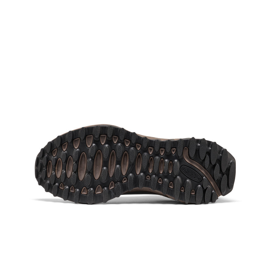 Black rubber outsole with rugged multi-lobed tread and brown midsole edge on men's jasper zionic hw