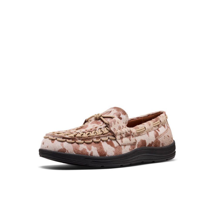 Men's UNEEK Loafer - Nocturnal Cow Red Beige and brown camouflage pattern mens UNEEK loafer with braided leather detailing in nocturnal cow red - Image 1