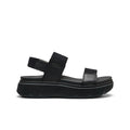 Women's elle mila black platform sandal with two adjustable straps and textured rubber sole visible