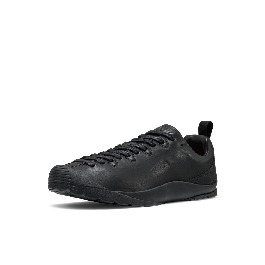 Women's Jasper SE1 sneaker in flux black leather with sleek minimalist design and subtle side