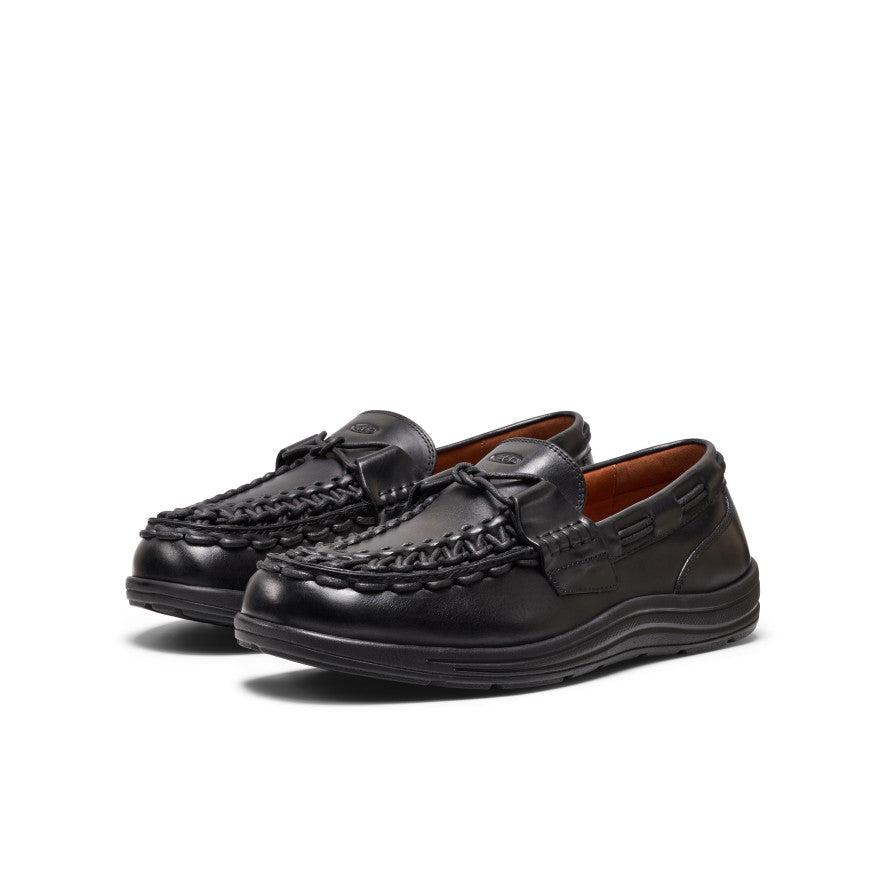 Men's UNEEK Loafer - Nocturnal Black Men’s UNEEK loafer in nocturnal black leather with braided detailing and tassel accent - Image 1