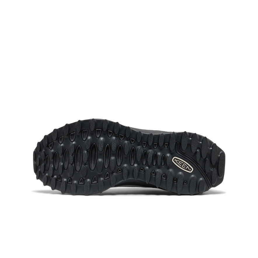 Women's Jasper Zionic Sneaker - Alloy/Mediterranea Black rubber outsole with deep tread and silver keen logo on the heel of the back side of women’s jasper zionic sneaker alloy mediterranea - Image 1
