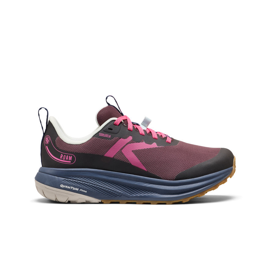 Women's Roam Waterproof Trail Running Shoe - Huckleberry/Ballad Blue Women's roam waterproof trail running shoe in huckleberry and ballad blue with pink laces - Image 1