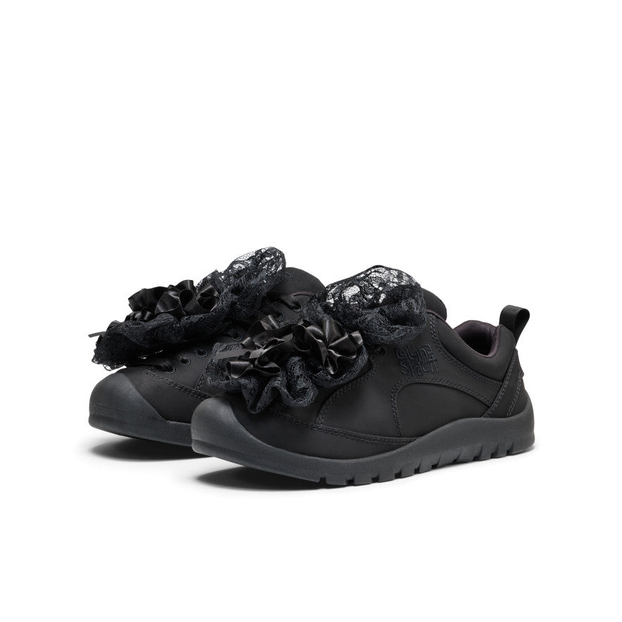 Women's Jasper Rocks SP Collina Strada - Black/Black Black sneakers with floral embellishments on a white background - Image 1