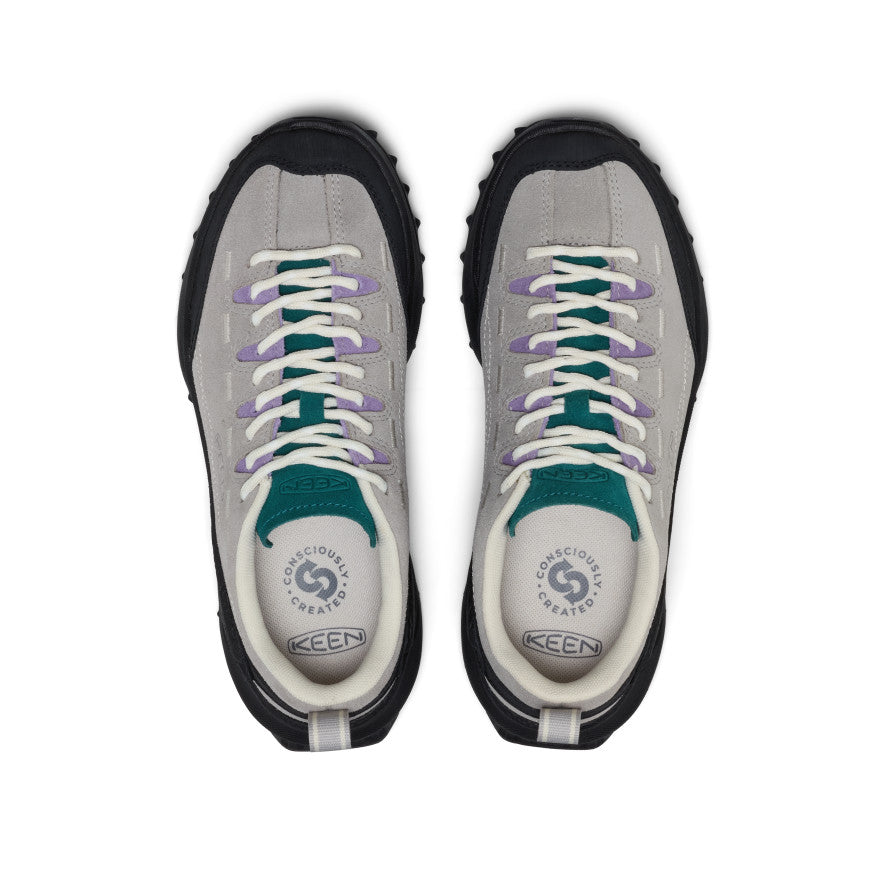 Women's Jasper Zionic Sneaker - Alloy/Mediterranea Women’s jasper zionic sneaker alloy mediterranea gray and black keen hiking shoes with teal accents white laces purple eyelets - Image 1