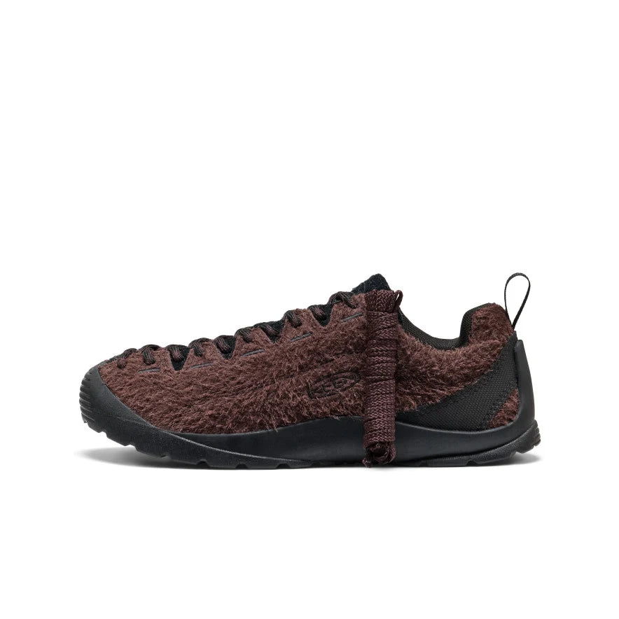 Women's Jasper Suede Sneakers - Java/Black Side angle of a brown and black trainer with brown laces coming off the shoe - Image 1