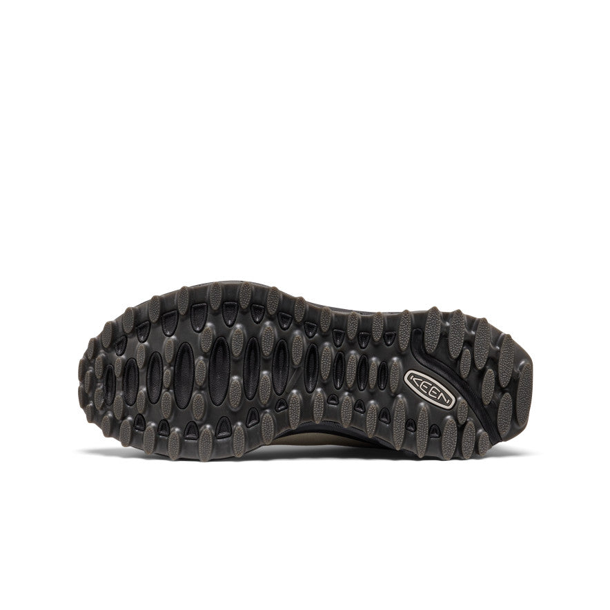 Men's Jasper Zionic Sneaker - Abbey Stone/Lily Pad Back side of men's jasper zionic sneaker with black rubber sole deep tread and silver keen logo - Image 1