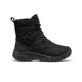 Black quilted women's greta II waterproof winter boot with laces and rugged sole for cold weather