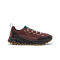 Men's Jasper Zionic sneaker in maroon and black suede with rubber outsole and green tongue accent