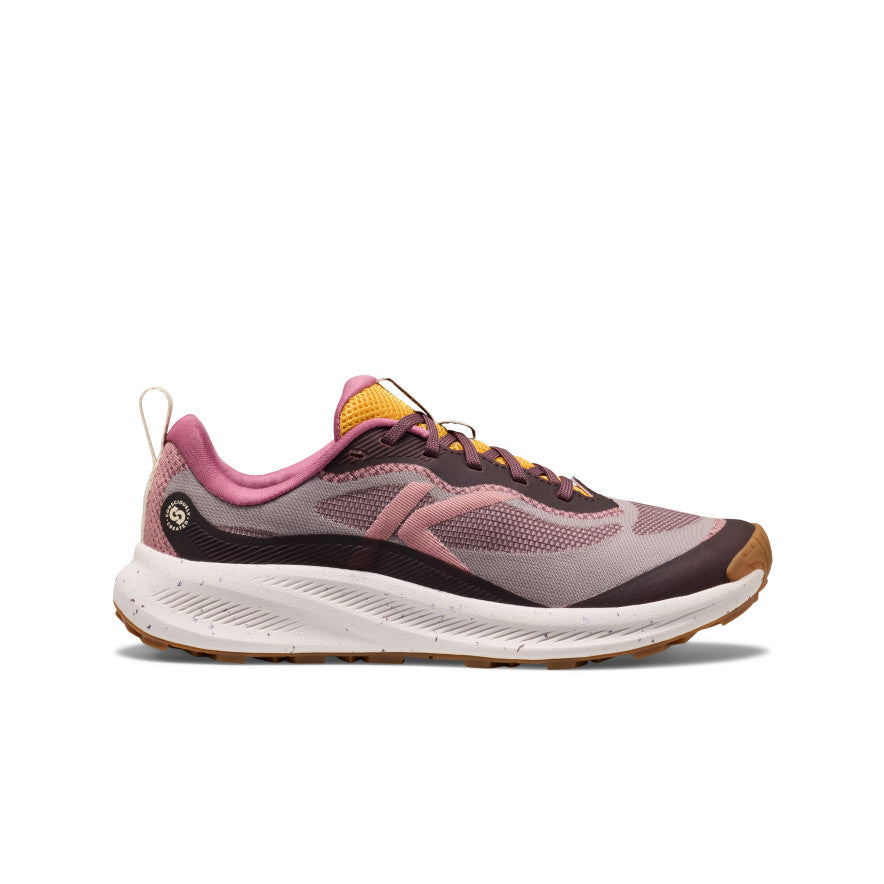 Women's Wander Trail Running Shoe - Huckleberry/Symphonic Sunset Women's wander trail running shoe with dusty rose mesh upper, charcoal gray accents, yellow laces - Image 1