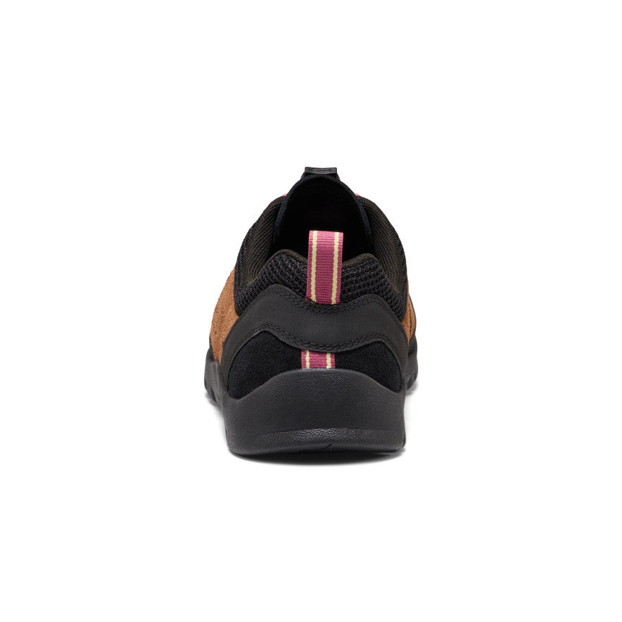 Men’s jasper rocks sneaker in black and tan mesh with pink-striped pull tab bison violet quartz colorways