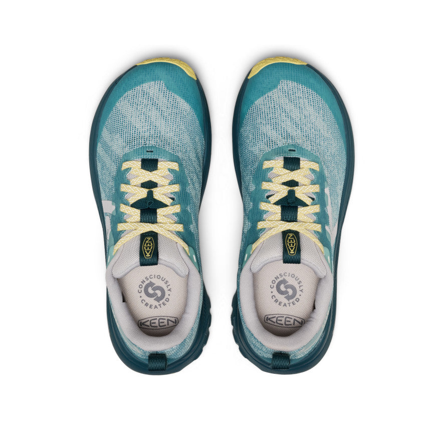 Women's Roam Trail Running Shoe - Aquifer/Mediterranea Women's roam trail running shoe in aquifer and mediterranea teal and yellow with breathable mesh - Image 1