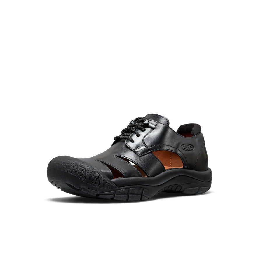 Women's Newport Oxford - Nocturnal Black Black leather women’s newport oxford sandal with laces and rugged rubber sole in nocturnal black - Image 1