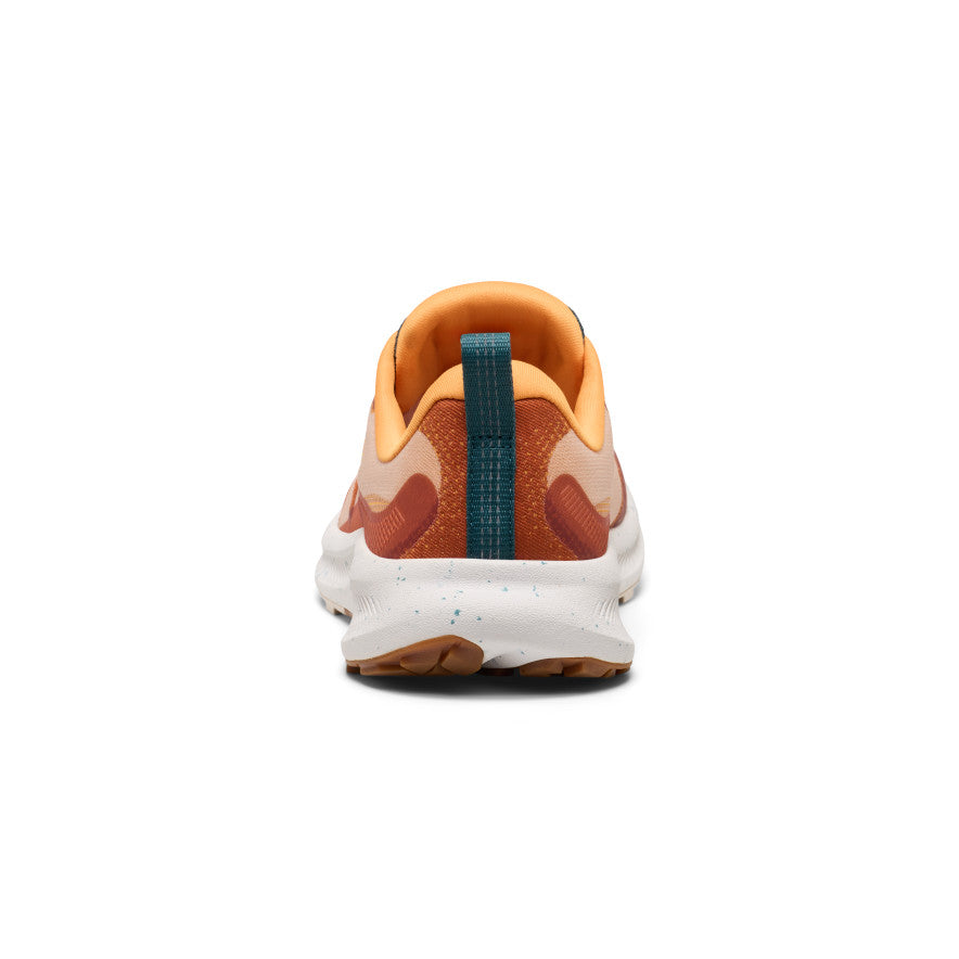 Men's wander trail running shoe in fossil orange and carrot curl with breathable mesh upper