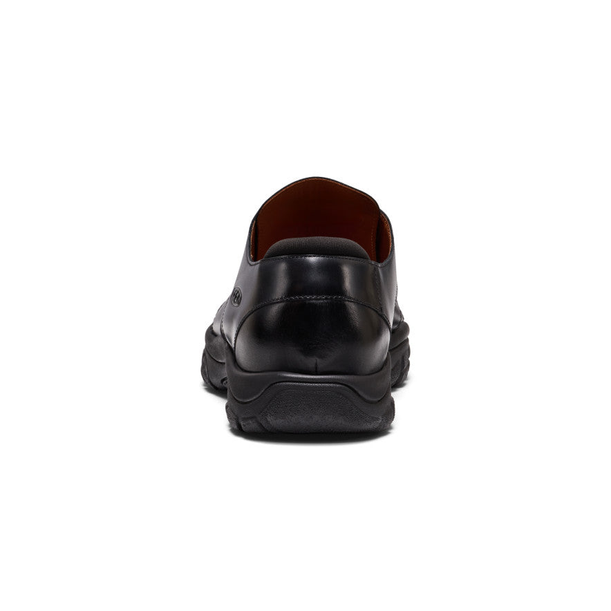 Men’s Newport Oxford nocturnal black black leather lace-up shoe with chunky rubber sole and brown interior lining