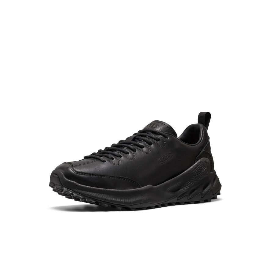 Men's jasper zionic se1 leather sneaker in flux black with black leather upper and chunky textured