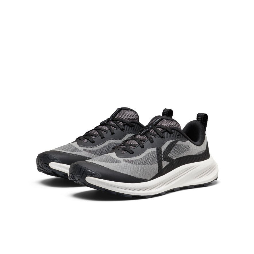 Women's Wander Trail Running Shoe - Black/Magnet Women's wander trail running shoe in black and magnet features black and gray mesh with a white - Image 1