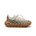 Women's UNEEK 360 sneaker in birch and roasted pecan with tan beige mesh and woven rope upper