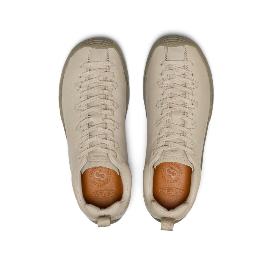Beige leather women's Jasper SE1 sneaker with matching laces tan rubber sole and Keen logo