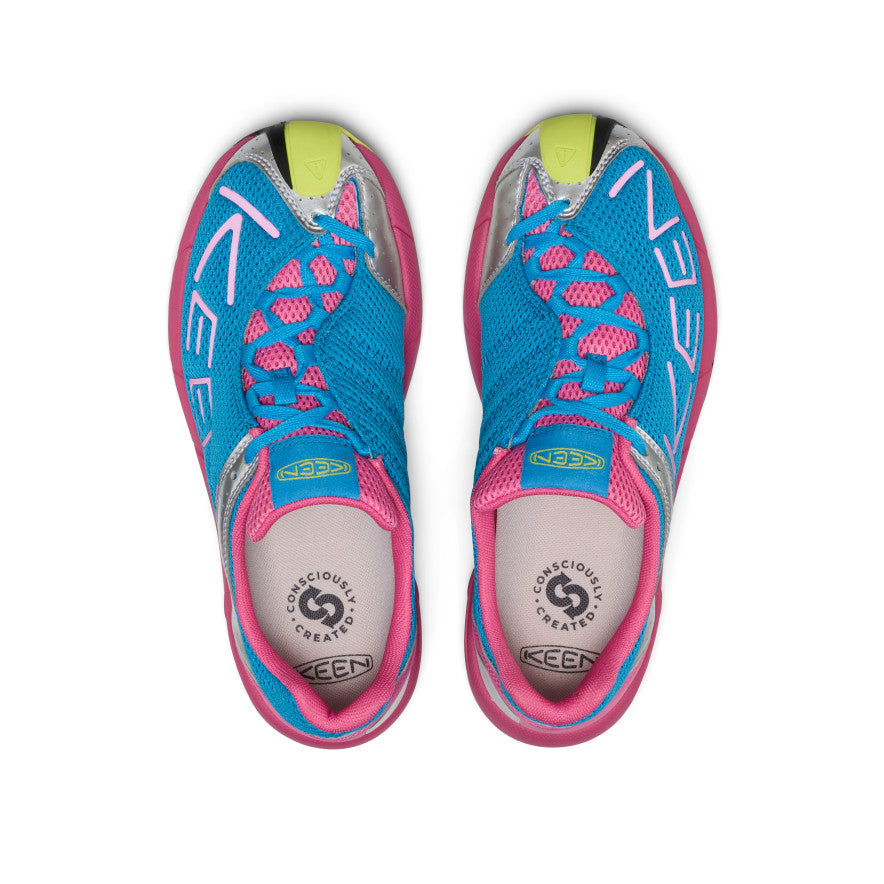 Women's A86 Sneaker- Swedish Blue/Shocking Pink Women’s a86 sneaker in swedish blue and shocking pink with mesh uppers neon green toe caps and silver accents - Image 1