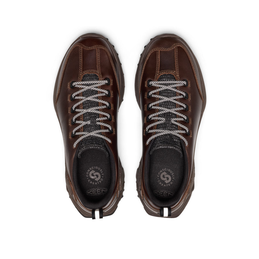 Men's jasper zionic hw sneaker in flux chocolate brown leather with textured white laces and rugged