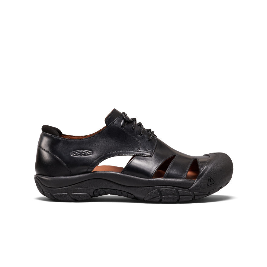 Men's Newport Oxford - Nocturnal Black Men’s newport oxford nocturnal black black leather keen sandal with laces and cutout design front view - Image 1