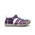 Big kids seacamp ii cnx water sandal with purple pink floral pattern and blue buckle accents