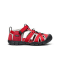 Big kids seacamp ii cnx sandal in ribbon red and alloy with gray accents and black rubber sole